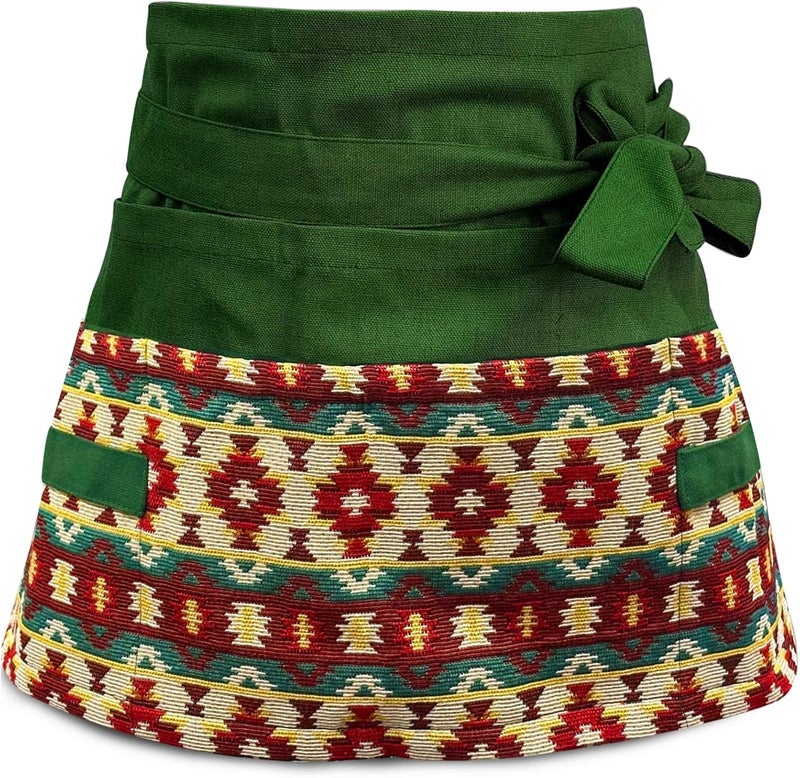 MILCIL Store Garden Apron for Woman, Serve Apron Cute, Flora Half Apron with 8 Pockets, Valentines Gift for Mom Wife Girlfriend - Image 1